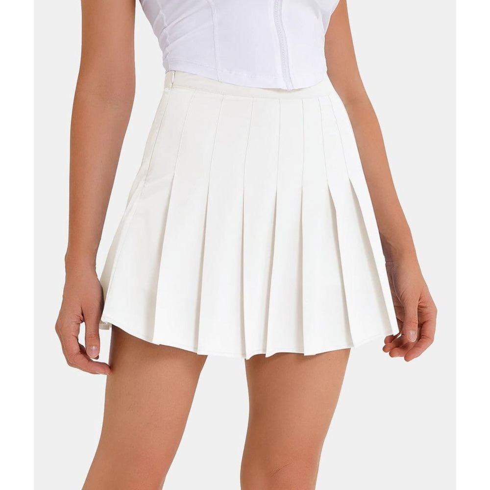 Halara Flat Front Pleated Mini 2-in-1 Tennis Skirt Off White NWT Small NWT‎